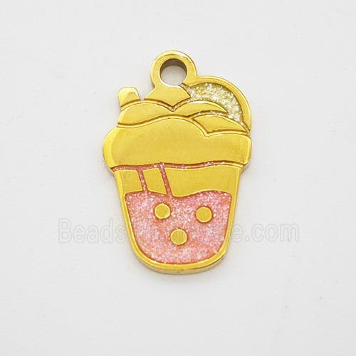 Stainless Steel Ice Cream Bottle Drink Cup Pendant Painted Gold Plated