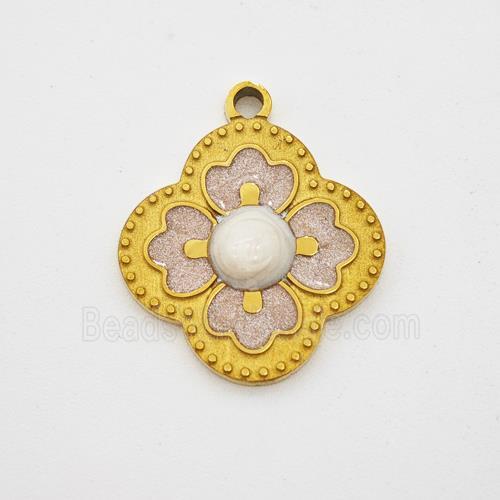 Stainless Steel Clover Pendant Painted Gold Plated
