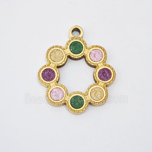 Stainless Steel Wreath Pendant Painted Gold Plated