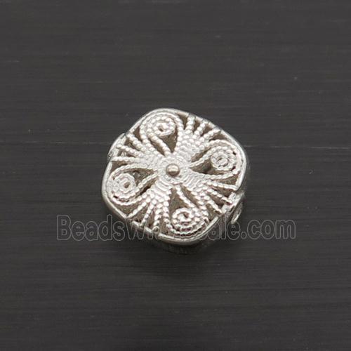 Sterling Silver Beads Square Hollow