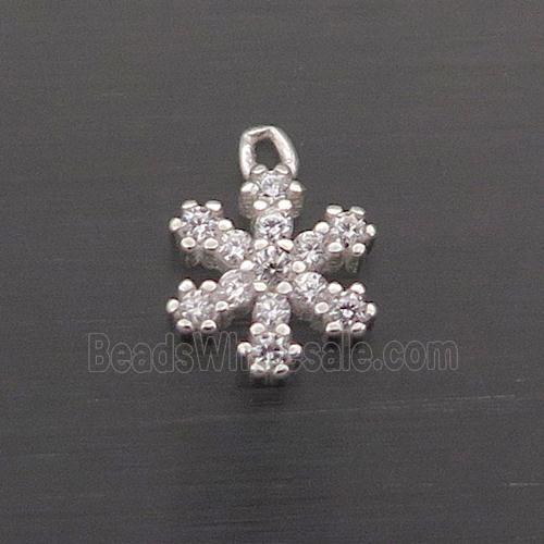 Sterling Silver Snowflake Pendant Pave Zircon Christmas