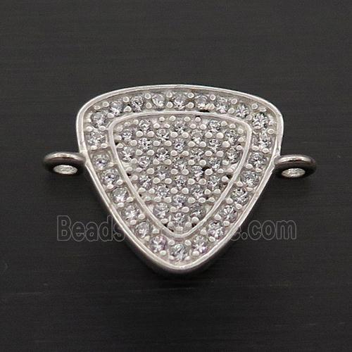 Sterling Silver Triangle Connector Pave Zircon