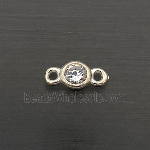 Sterling Silver Connector Pave Crystal Glass