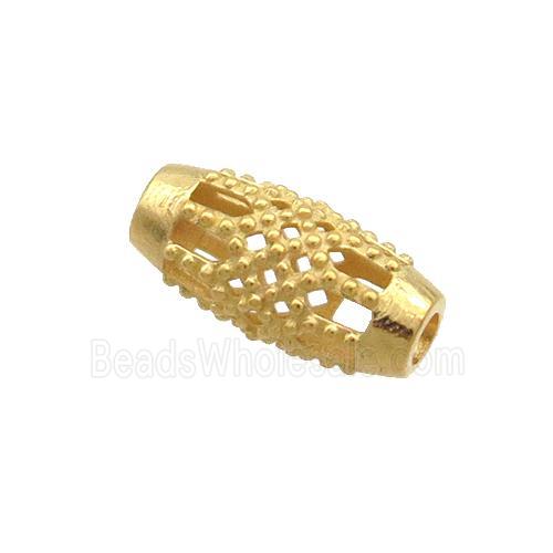 Sterling Silver Beads Rice Hollow Gold Plated