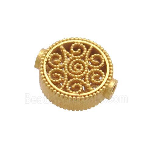 Sterling Silver Beads Circle Hollow Gold Plated