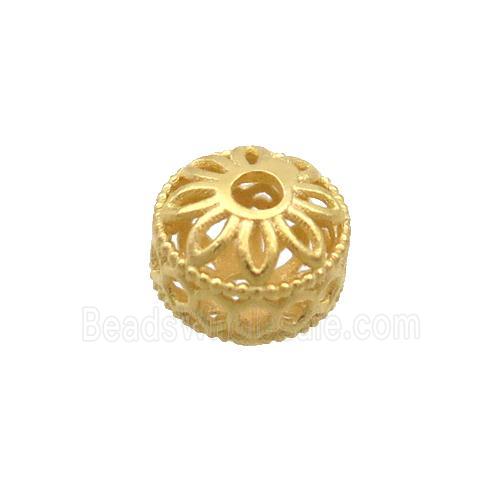 Sterling Silver Beads Rondelle Hollow Gold Plated