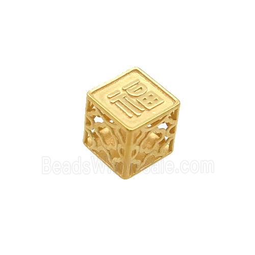 Sterling Silver Cube Beads Lucky Gold Plated