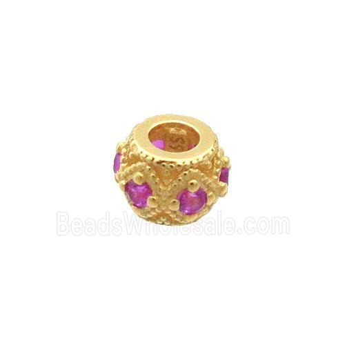 Sterling Silver Round Beads Pave Zircon Gold Plated