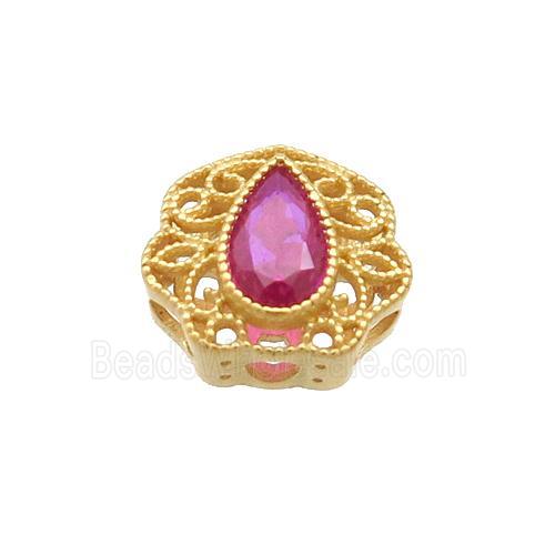 Sterling Silver Circle Beads Pave Zircon Gold Plated
