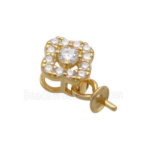 Sterling Silver Bail Pave Zircon Pad Gold Plated
