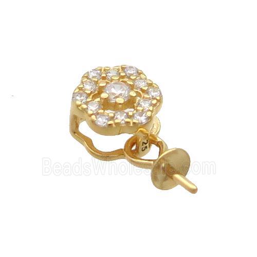 Sterling Silver Bail Pave Zircon Pad Gold Plated