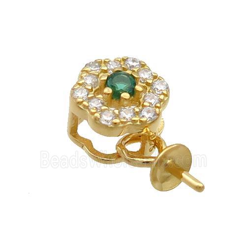 Sterling Silver Bail Pave Zircon Pad Gold Plated