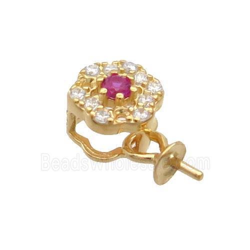 Sterling Silver Bail Pave Zircon Pad Gold Plated