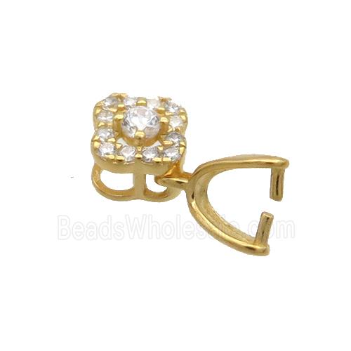 Sterling Silver Pinch Bail Pave Zircon Clasp Gold Plated