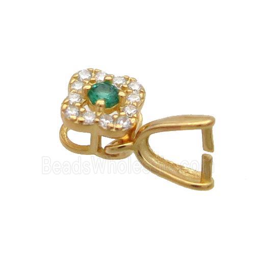 Sterling Silver Pinch Bail Pave Zircon Clasp Gold Plated