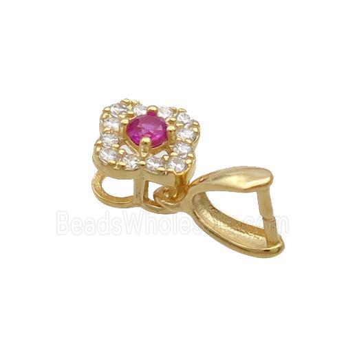 Sterling Silver Pinch Bail Pave Zircon Clasp Gold Plated