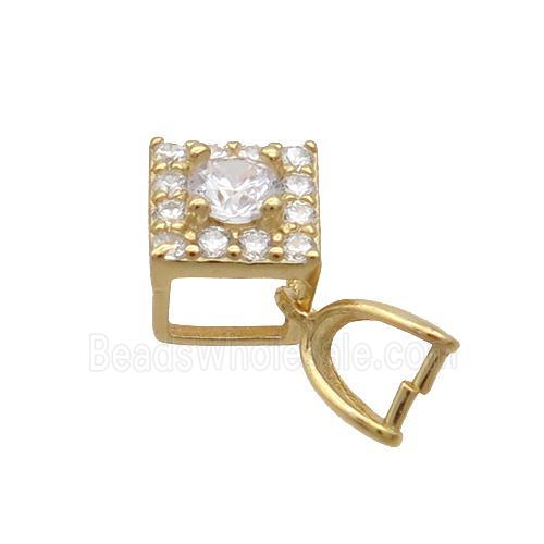 Sterling Silver Pinch Bail Pave Zircon Clasp Gold Plated