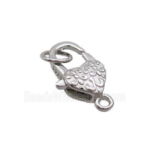 Sterling Silver Lobster Clasp Platinum Plated