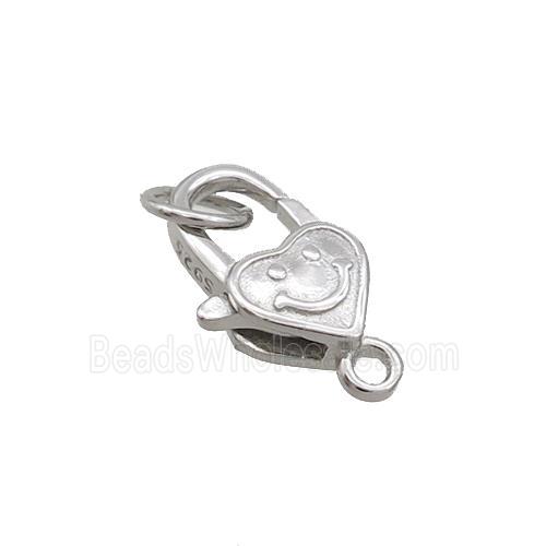 Sterling Silver Lobster Clasp Emoji Platinum Plated