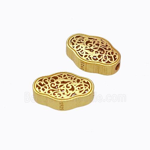 925 Sterling Silver Beads Hollow Gold Plated