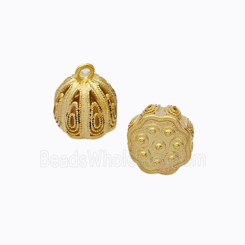 925 Sterling Silver Lotus Pendant Flower Hollow Gold Plated
