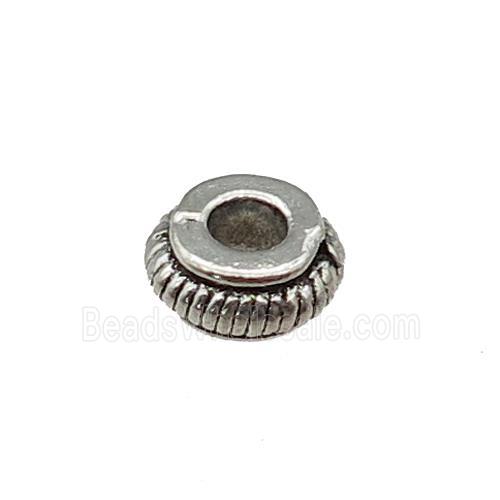 Tibetan Style Zinc Rondelle Beads Antique Silver
