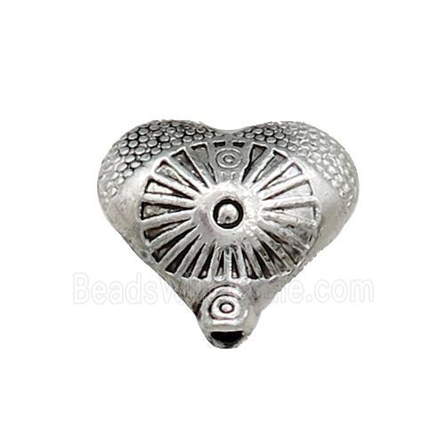 Tibetan Style Zinc Heart Beads Antique Silver