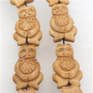 Bone Cat Charms Beads Carved, approx 20-35mm, 10pcs per st [BJAS127]