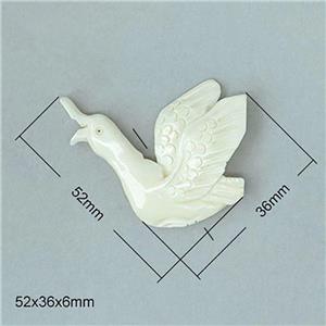 White Bone Beads Goose Carved, approx 36x52mm [BJAS129]