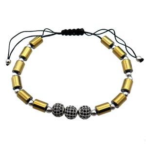 gold Hematite Bracelet, adjustable, approx 6-8mm [BR10547]