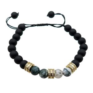 black matte onyx agate bracelet, adjustable, approx 8mm dia [BR10549]