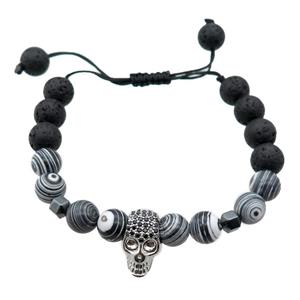 black Lava Bracelet, adjustable, approx 8mm, 10mm dia [BR10551]