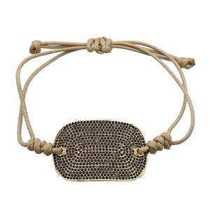 beige Waxed Fabric Bracelet, adjustable, approx 26-40mm [BR10561]