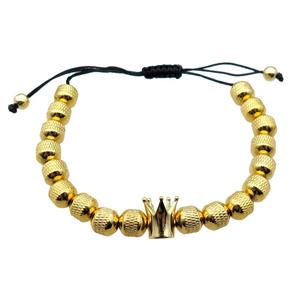 copper Bracelet with crown, adjustable, gold plated, approx 8mm [BR10569]