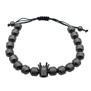 copper Bracelet with crown, adjustable, black plated, approx 8mm [BR10571]