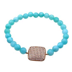 blue Jade Bracelet, stretchy, approx 6mm dia [BR10584]