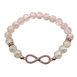 Crackle Crystal Bracelet with infinity, stretchy, approx 8mm dia [BR10592]