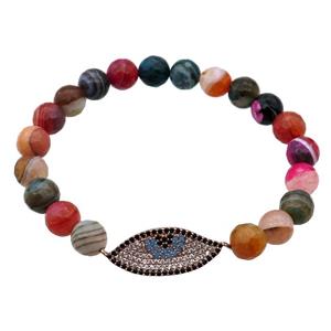 stripe agate Bracelet with eye, stretchy, approx 8mm dia [BR10595]