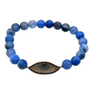 blue Agate Bracelet, stretchy, approx 8mm dia [BR10602]