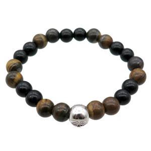 Tiger eye stone Bracelet, stretchy, approx 8mm dia [BR10616]