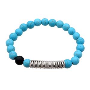 blue Turquoise Bracelet, stretchy, approx 8mm dia [BR10622]