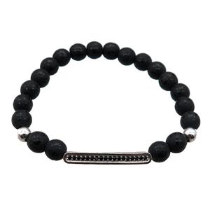 black Onyx Agate Bracelet, stretchy, approx 8mm dia [BR10647]