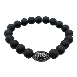 black Onyx and lava Bracelets, stretchy, approx 10mm [BR10670]