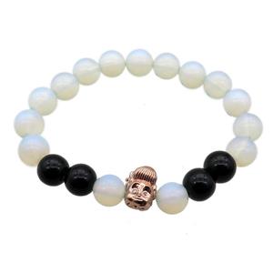 white Opalite Bracelets, stretchy, approx 10mm [BR10675]