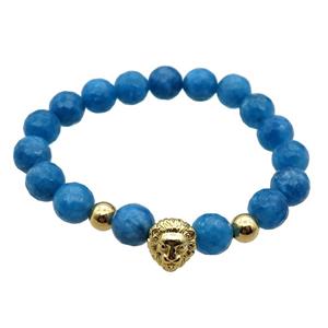 blue jade bracelet, stretchy, approx 10mm [BR10676]