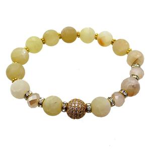 yellow crackle agate bracelet, stretchy, approx 10mm [BR10677]