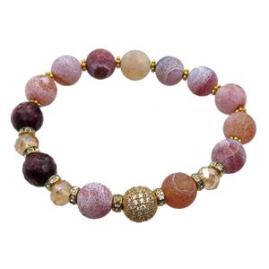 orange crackle agate bracelet, stretchy, approx 10mm [BR10679]