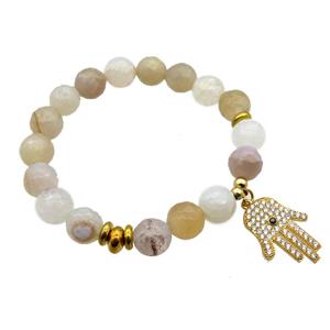 agate bracelets with hamsahand, stretchy, approx 10mm [BR10681]