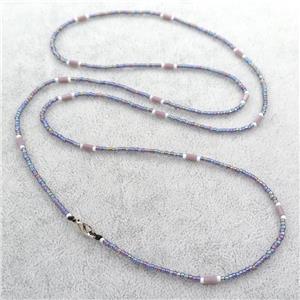 rainbow Glass Seed Beaded Necklace, approx 2mm, 82cm length [BR10693]