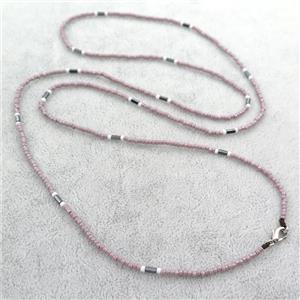 purple Glass Seed Beaded Necklace, approx 2mm, 82cm length [BR10696]